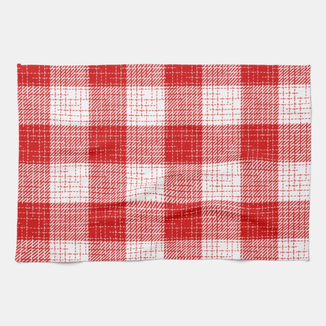 Paño De Cocina Red and White Bold Checkered Plaid Design  (Horizontal)