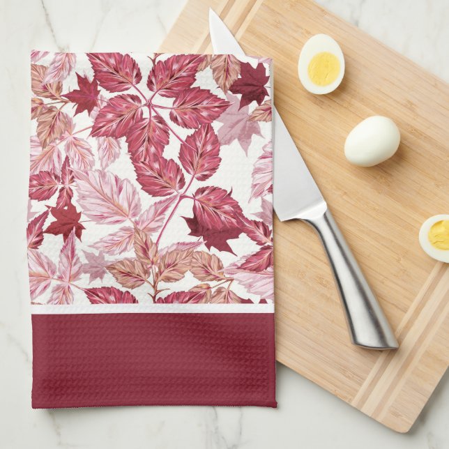 Paño De Cocina Red Autumn Leaves Kitchen Towel (Doblado Cuarto)