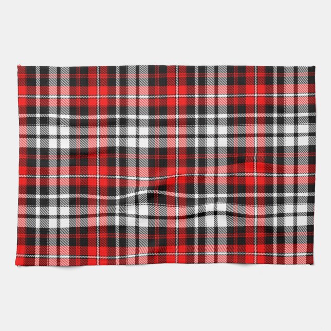 Paño De Cocina Red Black White Plaid Tartan Pattern Design  (Horizontal)