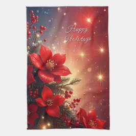 Paño De Cocina Red Christmas Floral Holiday Kitchen Towel