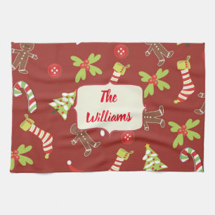 Paño De Cocina Red Christmas Gingerbread Holiday