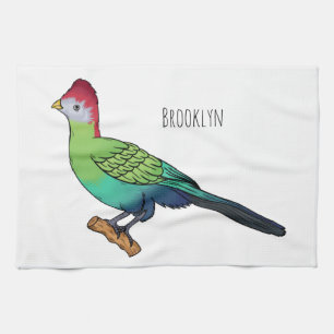 Paño De Cocina Red-crested turaco bird cartoon illustration