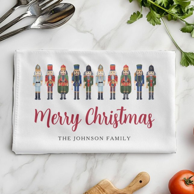 Paño De Cocina Red Cuke Nutcracker Feliz Navidad (Red Cute Nutcracker Merry Christmas Kitchen Towel
)