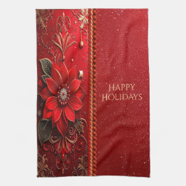 Paño De Cocina Red Flower Holiday Kitchen Towel