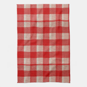 Paño De Cocina Red Gingham Checkered Pattern Burlap Look