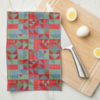 Paño De Cocina Red, gray, green geometric pattern.