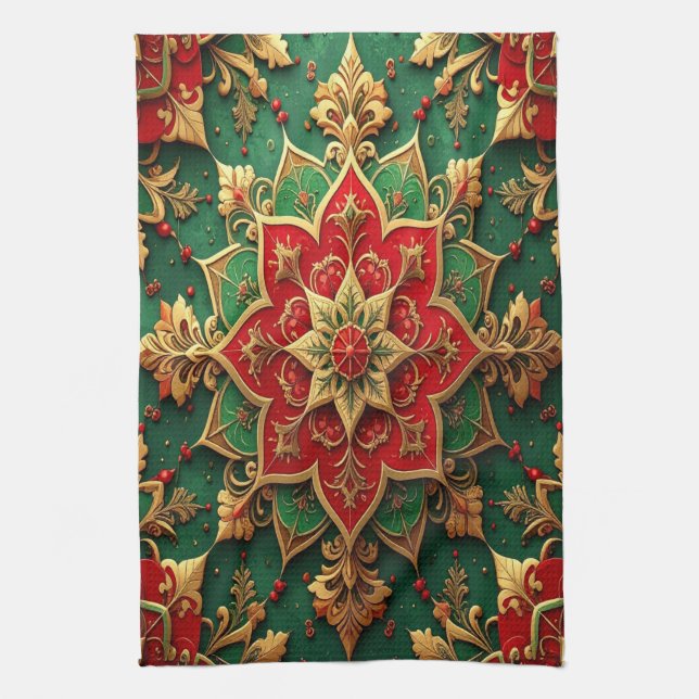 Paño De Cocina Red Green Decorative Holiday Kitchen Towel (Vertical)