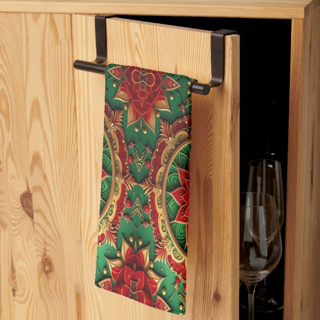 Paño De Cocina Red Green Decorative Holiday Kitchen Towel (Pliegue de tercios)