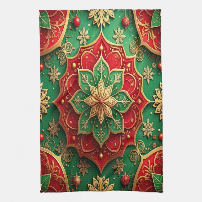 Paño De Cocina Red Green Decorative Holiday Kitchen Towel (Vertical)