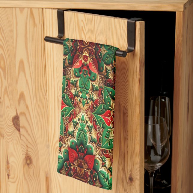 Paño De Cocina Red Green Decorative Holiday Kitchen Towel (Pliegue de tercios)