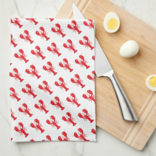 Paño De Cocina Red Lobster Pattern CoastBeach Ocean Fun