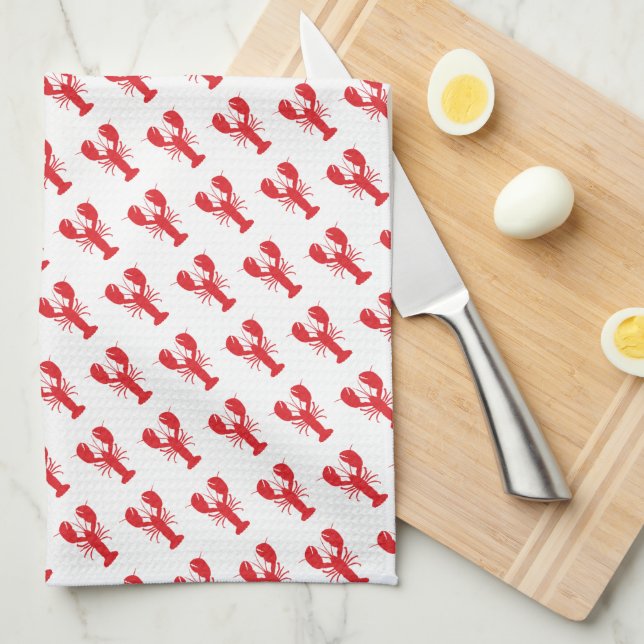 Paño De Cocina Red Lobster Pattern CoastBeach Ocean Fun (Doblado Cuarto)