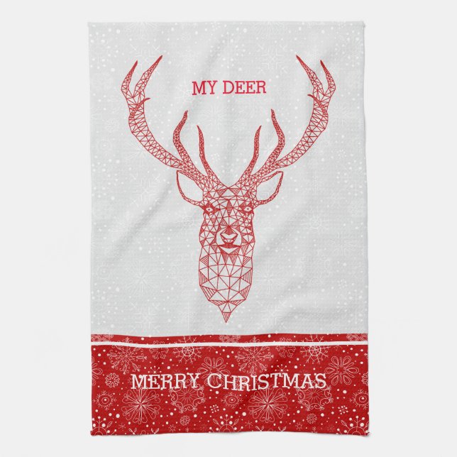 Paño De Cocina Red Moderna Navidades Geométricos Deer (Vertical)