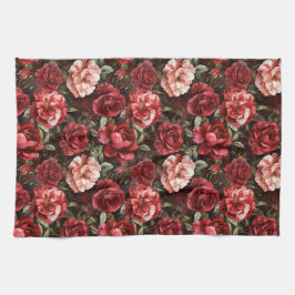 Paño De Cocina Red Pink Rose Flowers