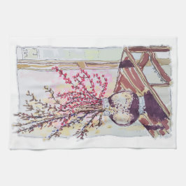 Paño De Cocina Red Plum Blossoms