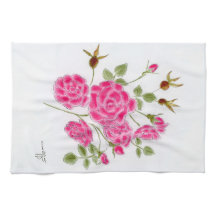 Red Rose kitchen tea towel
