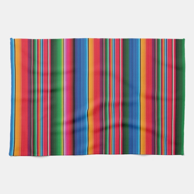 Paño De Cocina Red Serape Saltillo traditional mexican blanket (Horizontal)