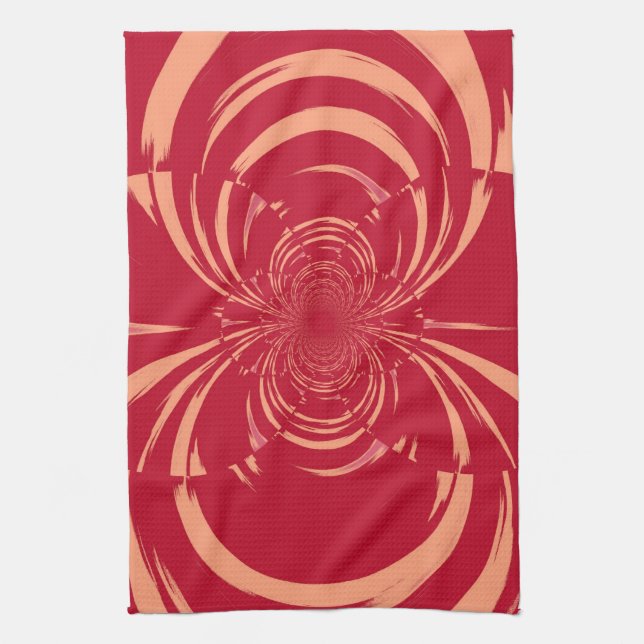 Paño De Cocina Red Swirl Retro Art Deco (Vertical)