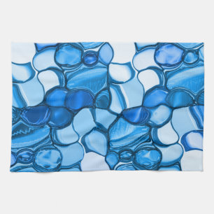 Paño De Cocina Redondo como piedras en tonos azul real