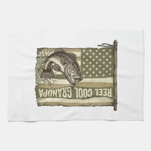 Paño De Cocina Reel Cool Abuelo Camiseta Vintage Diseño de Pesca 