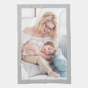 Paño De Cocina Reemplazar por tu foto, borde gris claro