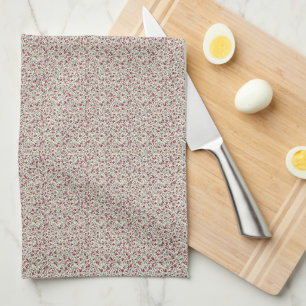 Paño De Cocina Refinada Floral Vintage de Borgoña y Verde Teal de