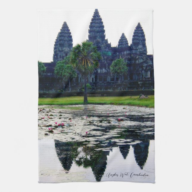 Paño De Cocina Reflexiones del templo Angkor Wat (Camboya) (Vertical)