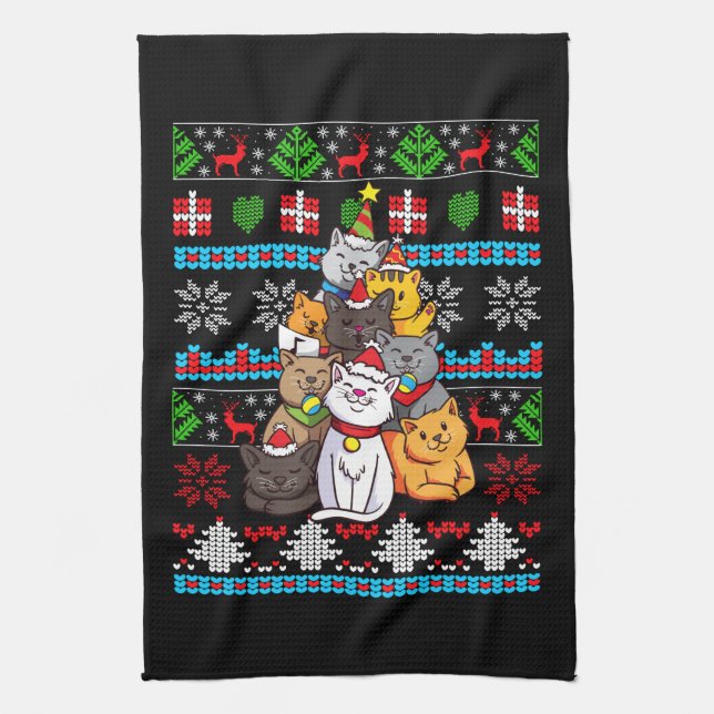 Paño De Cocina Regalo de árbol de gato para navidades (Vertical)