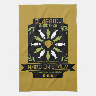 Paño De Cocina Regalo de cocina impresa de arte de sardinas itali