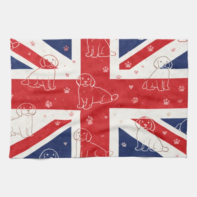 Paño De Cocina Regalo de Cockapoo Reino Unido | Perro Union Jack  (Horizontal)