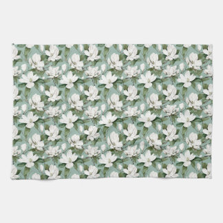 Paño De Cocina Regalo de cumpleaños | Flor de magnolia blanca sin