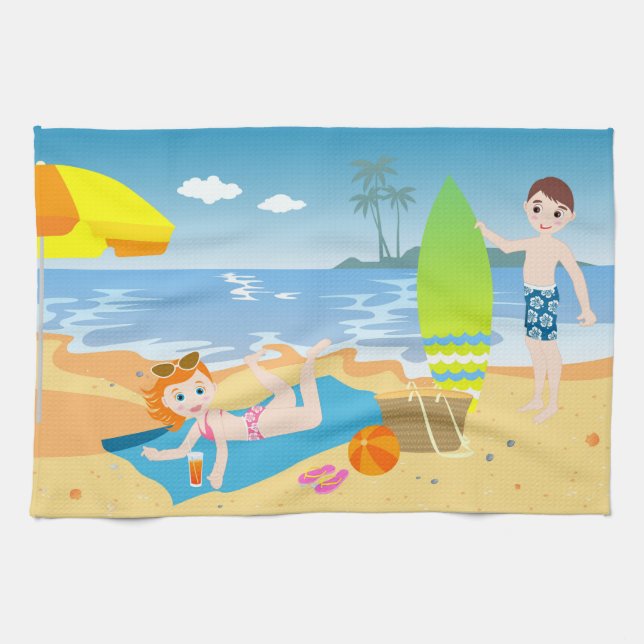 Paño De Cocina Regalo de cumpleaños para niños de playa (Horizontal)