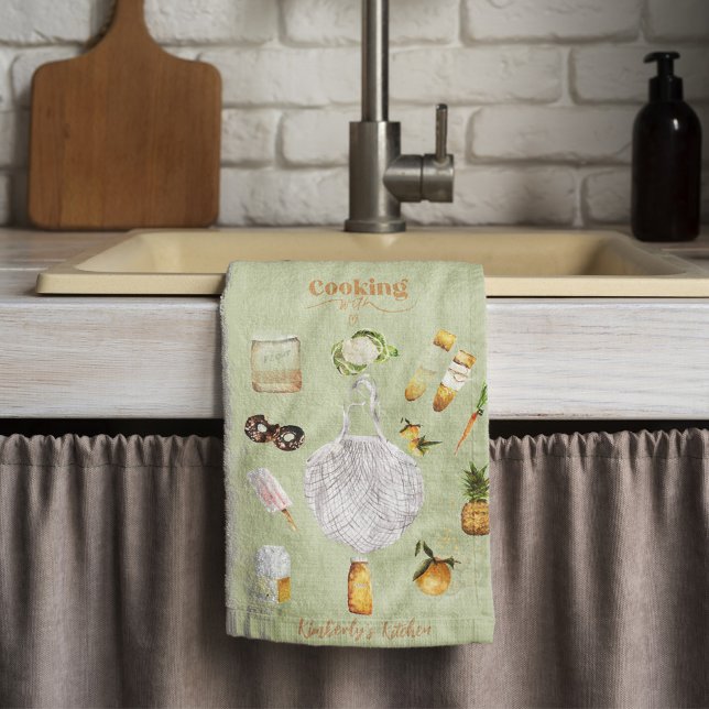 Paño De Cocina Regalo de granja navideño verde rústico (Subido por el creador)