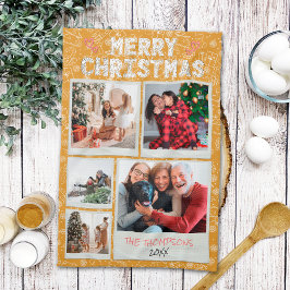 Paño De Cocina Regalo de Navidad Feliz Garabatos Amarillos 5 Foto