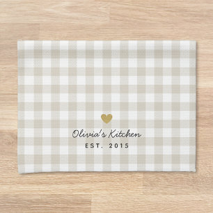 Paño De Cocina Regalo de nombre personalizado con corazón de oro 