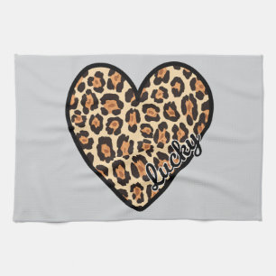 Paño De Cocina Regalo del El día de San Valentín Cute Leopard Hea