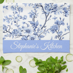 Paño De Cocina Regalo Floral Azul Elegante Francés Vintage Person