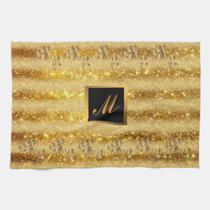 Paño De Cocina Regalo floral de Purpurina Gold de lujo