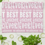 Paño De Cocina Regalo moderno de tipografía de profesora de niñas<br><div class="desc">El mejor regalo moderno de tipografía de profesora es el rosa moderno. Disponible en una selección de colores.</div>