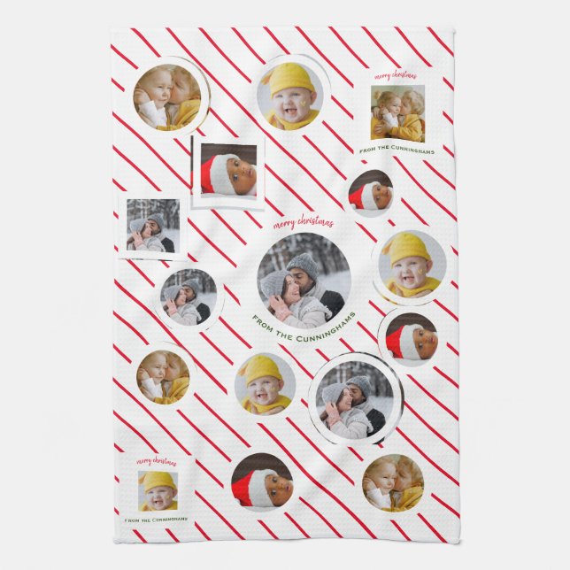 Paño De Cocina Regalo navideño de cuatro fotos 🎄 personalizado (Vertical)