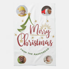 Paño De Cocina Regalo navideño de cuatro fotos 🎄 personalizado