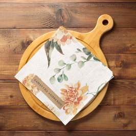 Paño De Cocina Regalo personalizado de flores modernas amarillo y