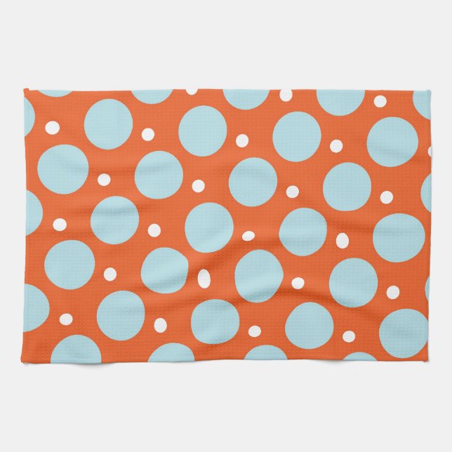 Paño De Cocina Regalos azules y anaranjados del modelo de lunares (Horizontal)