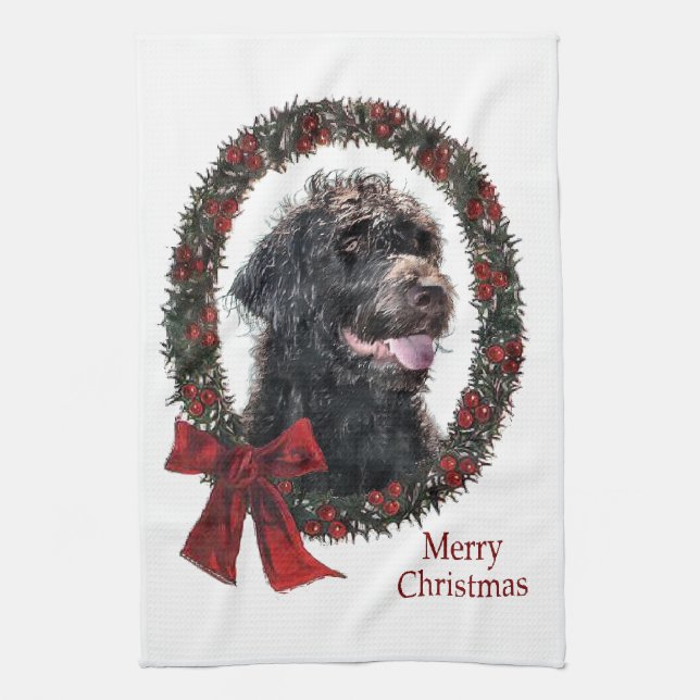 Paño De Cocina Regalos de Navidades de Labradoodle (Vertical)