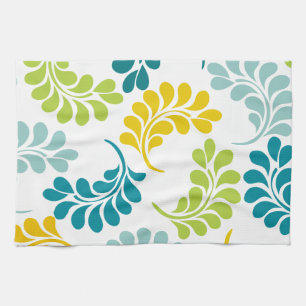Paño De Cocina Regalos florales amarillos verdes verde azulados