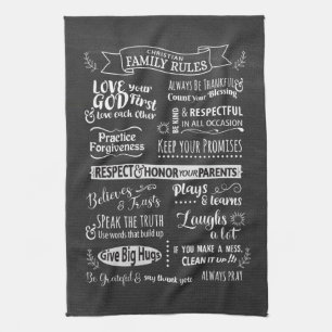 Paño De Cocina Reglas familiares - Valores cristianos para vivir