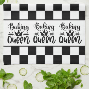Paño De Cocina Reina de hormigón negra y blanca