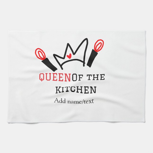 Paño De Cocina Reina de la cocina chef cocinar añadir nombre a la (Horizontal)