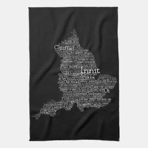 Paño De Cocina Reino Unido: Argot británico Word Art Map