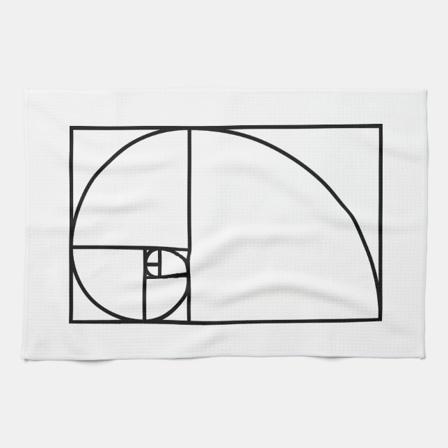 Paño De Cocina Relación de oro fibonacci - arte matemático único (Horizontal)
